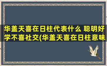 华盖天喜在日柱代表什么 聪明好学不喜社交(华盖天喜在日柱意味着聪慧好学，不爱社交。)